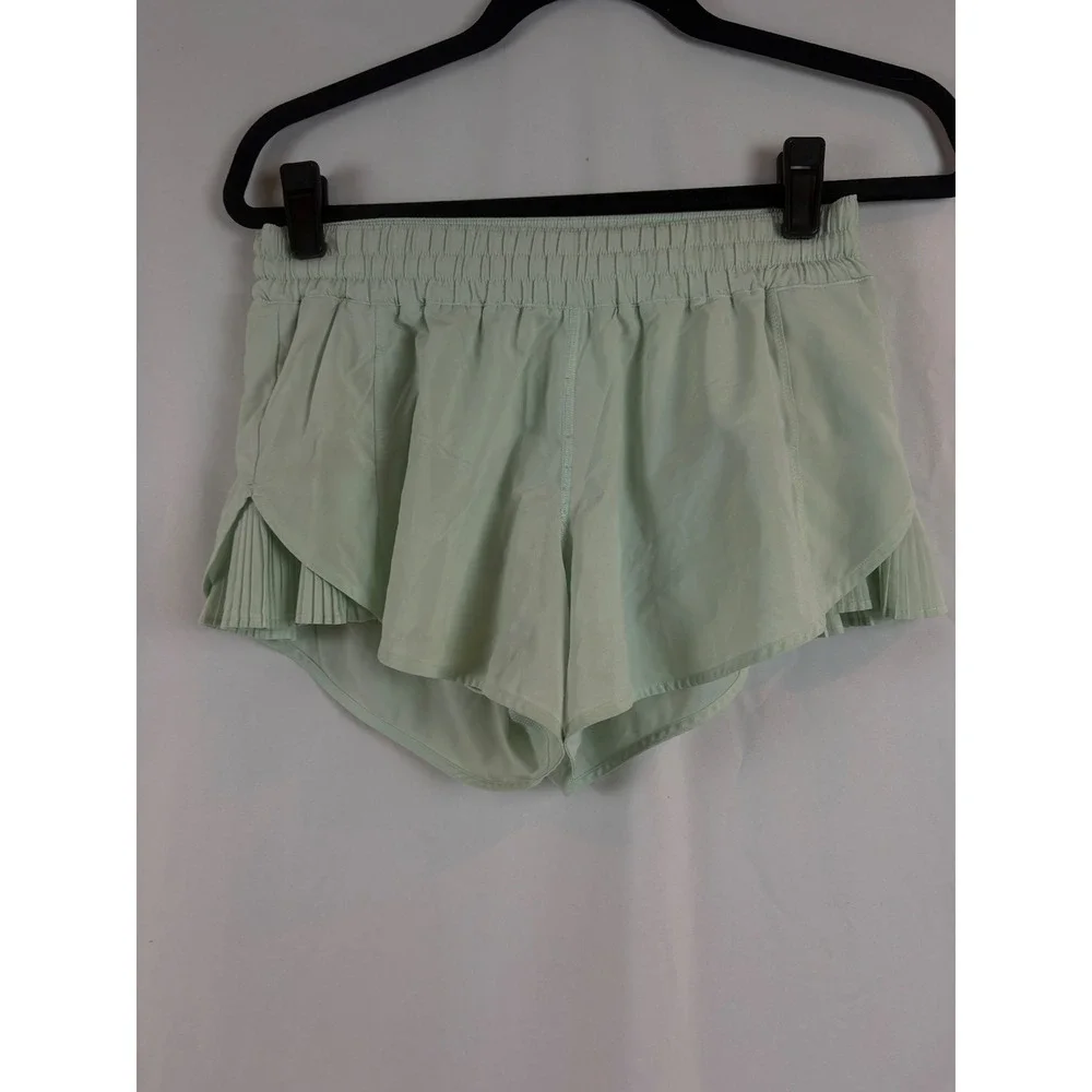 Lululemon Track That Mid-Rise Lined Short 3" Pleat Mint Green Running Shorts 6 - Picture 2 of 9
